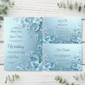 Blue Decorative Floral RSVP Card (この独立クリエイターのコレクションをカスタマイズ。)