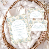 Blue Dinosaur Storybook Baby Shower 招待状