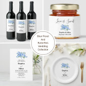 Blue Watercolour Floral and Butterflies Wedding スタンダードカクテルナプキン