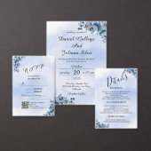 Delicate Blue Floral Wedding Invitation 招待状 (この独立クリエイターのコレクションをカスタマイズ。)