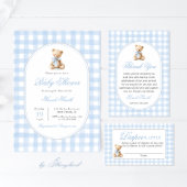 Blue Gingham Bear Customized sign ポスター