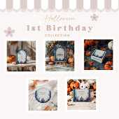 ブルーゴシック不気味ワン誕生日 招待状