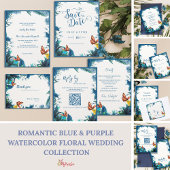 Blue Green Botanical Butterfly Wedding Favor ギフトタグ