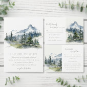 ブルーグリーンウッズマウンテンランドスケープスケッチアドレス スクエアシール (この独立クリエイターのコレクションをカスタマイズ。)