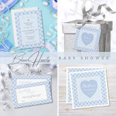 Blue Hearts Baby Shower  サンキューカード