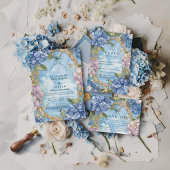 Blue Hydrangea Coastal Rope Wedding 招待状