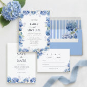 Blue Hydrangea Floral Return Address Label ラベル