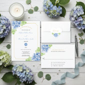 Blue Hydrangeas Wine Glass Wedding Flat Menu メニュー
