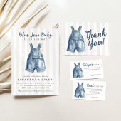 Blue Jean Baby Shower Blank Thank You Card サンキューカード