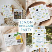 Blue Freshly Lemon Citrus Graduation Announcement 招待状