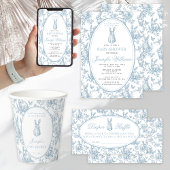 Blue Toile Little Bunny Easter Baby Boy Shower スタンダードカクテルナプキン