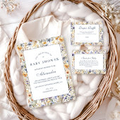Blue Meadow Wildflower Baby Shower 招待状