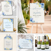 Blue Mediterranean Lemon Bridal shower サンキューカード