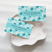 ブルーモロッコトレリス、格子、クローバー 名刺