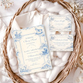 Blue Nursery Toile Baby Shower 招待状