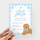 Blue Goldendoodle Dog One Golden Year Birthday 招待状