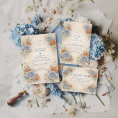 Blue Rose Botanical Wedding サンキューカード