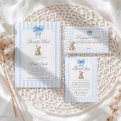 Blue Stripes Bear Baby Shower Boy Books for Baby エンクロージャーカード