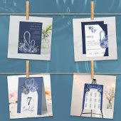 ネイビエレガントーブルーの美しい結婚白鳥 招待状