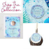 海の青い写真少年の最初の誕生日パーティーの下 招待状