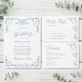 エレガント華美ビクトリアンダスティブルーフローラ結婚ズ メニュー (この独立クリエイターのコレクションをカスタマイズ。)