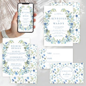 ブルーフローラリースボヘミア結婚素朴 ラウンドシール