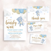 Boy Bear Bearly Wait Baby Shower ラウンドシール