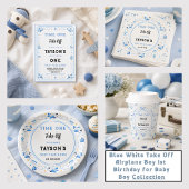 Blue White Plane 1st Birthday Time One Take Off フェイバーボックス
