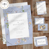Blue Wildflower Garden Elegant Wedding オールインワン招待状