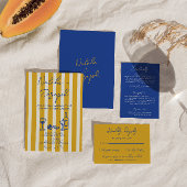Handwritten Blue Yellow Pinstripes Italy Wedding セーブザデート