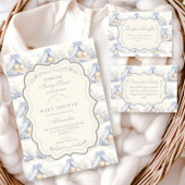 Blueberry Baby Canopy Toile Baby Shower 招待状