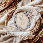 Blueberry Floral Storybook Berry 1st Birthday サンキューカード