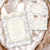 Blueberry Teddy Gift Toile Baby Shower 招待状