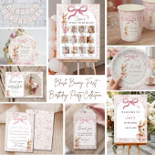 Pink Bunny First Birthday Personalized Party Cups 紙コップ