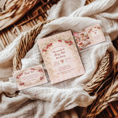 Blush Cherry Botanical Party 1st Birthday 招待状