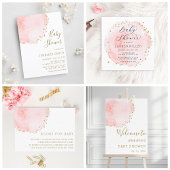 赤面ピンクウォーターカラーサークル赤ちゃんシャワー スタンダードカクテルナプキン