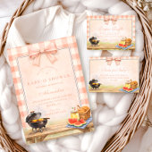 Blush Gingham Baby Q Baby Shower スタンダードカクテルナプキン