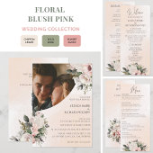 フローラ赤面結婚ピンクの写真Save the Date Card セーブザデート