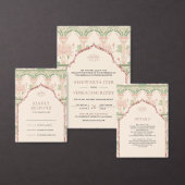 Blush Pink Mint Green Lotus Garden Indian Wedding セーブザデート (この独立クリエイターのコレクションをカスタマイズ。)