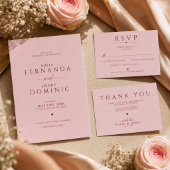 Blush Pink Minimalist Wedding Folded Thank You