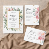 赤面ピンクボホガーデンエレガントフローラ結婚ズ 出欠カード (この独立クリエイターのコレクションをカスタマイズ。)