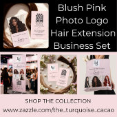 Blush Pink Script Logo QR Code Hair Extension 名刺