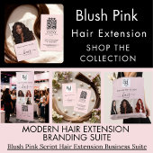 Blush Pink Script Logo QR Social Hair Extension 名刺