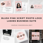 Blush Pink Script Logo Photo Lashes Thank You ラウンドシール