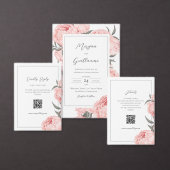 Blush Pink Watercolor Peony Wedding セーブザデート (この独立クリエイターのコレクションをカスタマイズ。)
