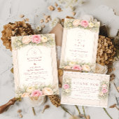 Blush Ranunculus Rose Garden Wedding 招待状