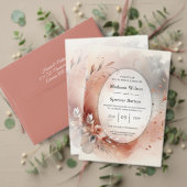 Blushing Petals and Silver Swirls Wedding 出欠カード (この独立クリエイターのコレクションをカスタマイズ。テスト)