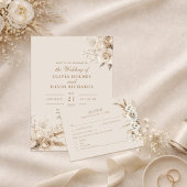 Ivory Roses Beige Wedding Menu Card メニュー
