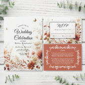 Boho Browns with Butterflies Floral Wedding 招待状 (この独立クリエイターのコレクションをカスタマイズ。)