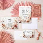 Boho Browns with Butterflies Floral Wedding 招待状 (この独立クリエイターのコレクションをカスタマイズ。)